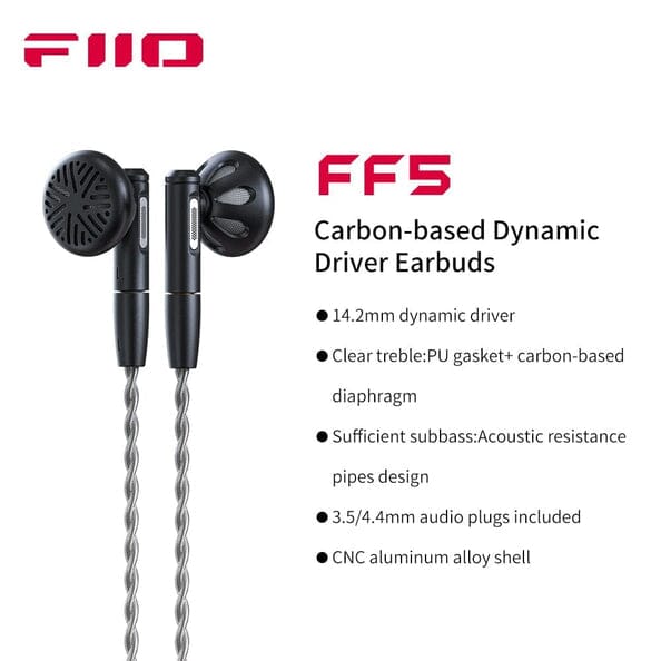 Open Box FiiO FF5 Carbon-based 14.2mm Dynamic Driver Earbuds (Ships Only to Japan) Hot on Sale