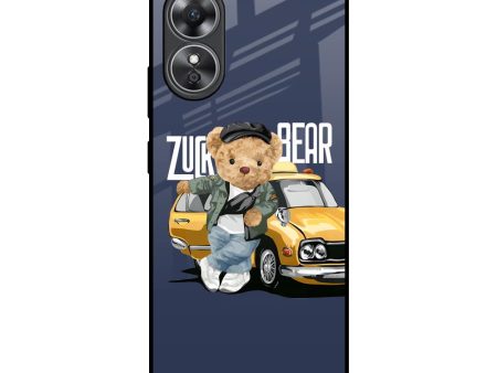 Adventurous Bear Glass Case for OPPO A17 Fashion